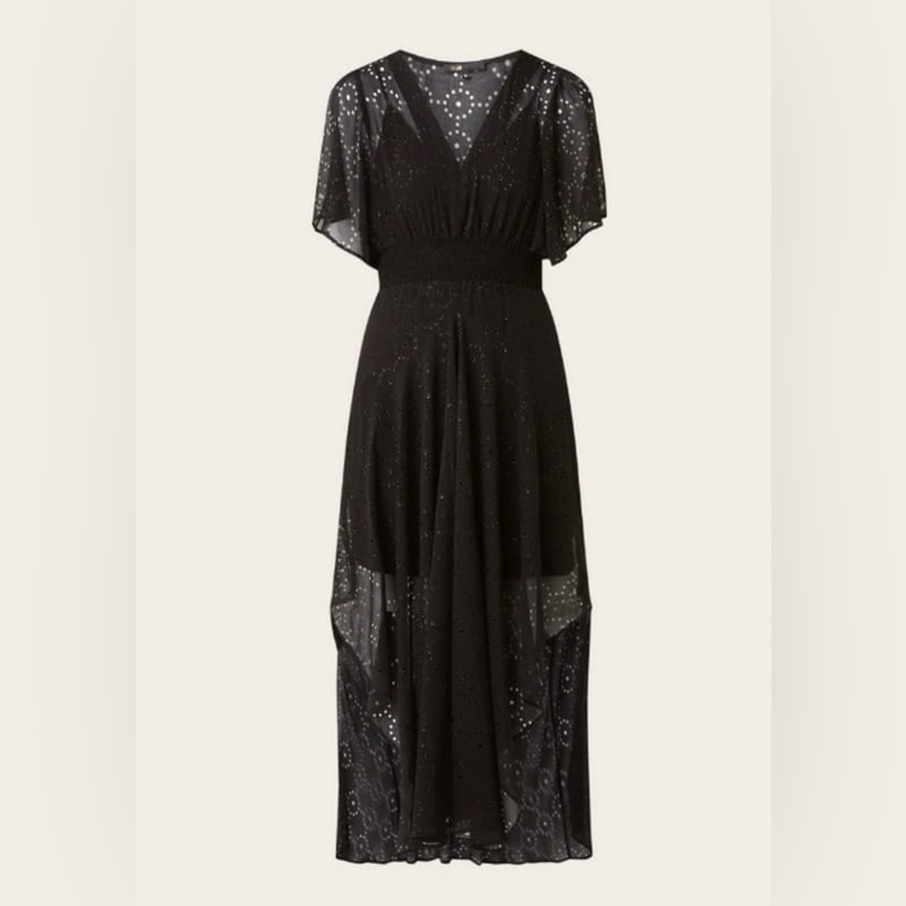 Maje black and gold midi dress